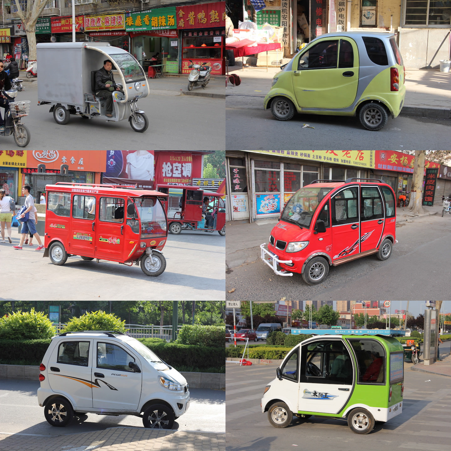 中國大陸電動車發展快速，圖為中國大陸河南省安陽的各式電動車