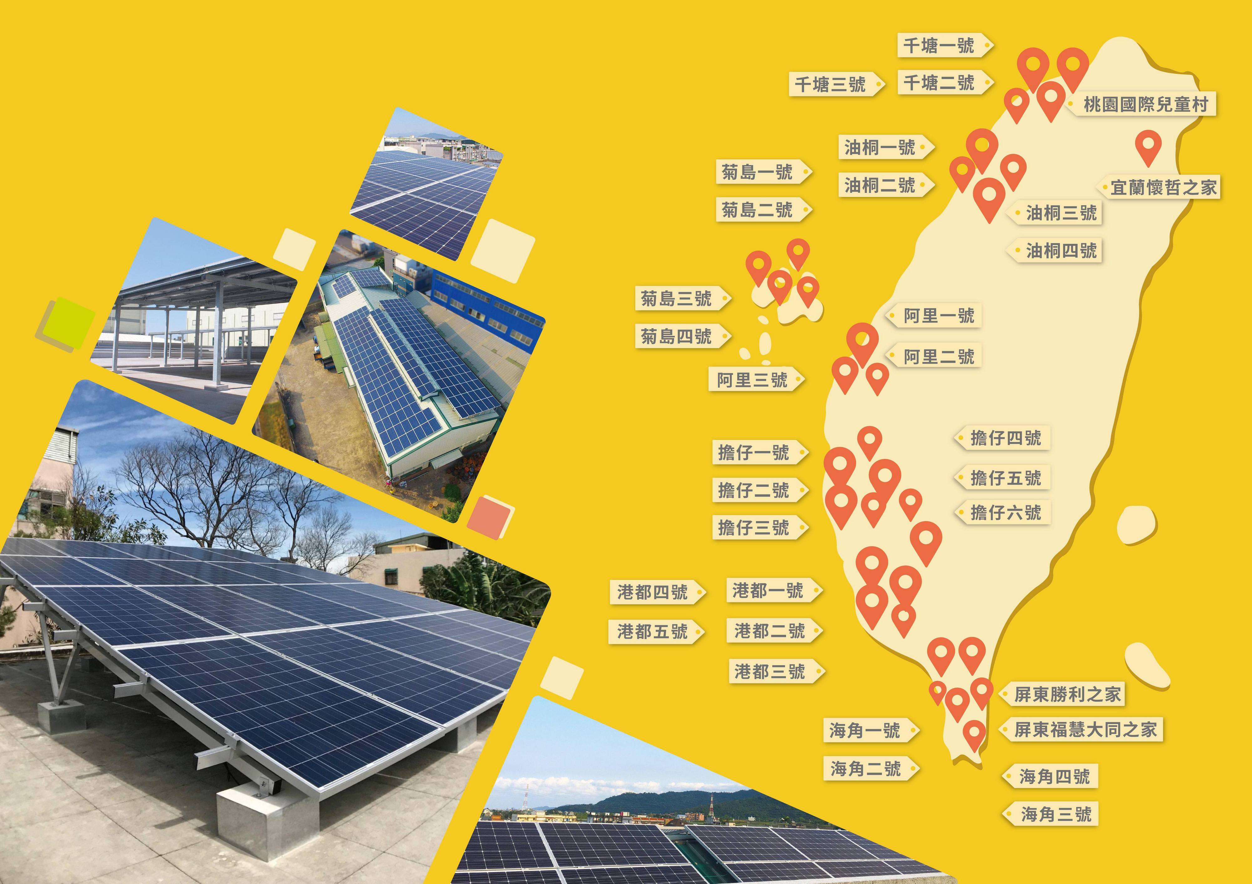 目前陽光伏特家已完成33座以上的太陽能電廠